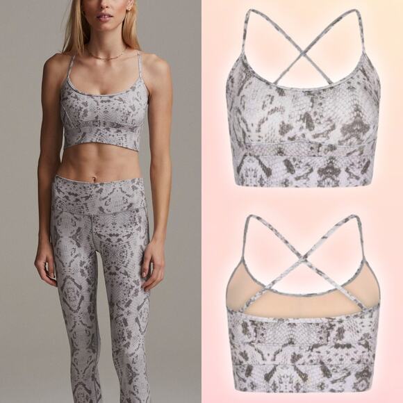 NWT VARLEY Irena Light Support Snakeskin Bra Sz XS Taupe Gray - Picture 1 of 6